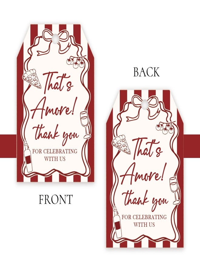 FORSHEEP 50pcs That's Amore Thank You Tags, Italian Bridal Shower Gift Tag with String for Girl, That's Amore Pizza Thank You Paper Tags for Bachelorette Party Favors - Image 4